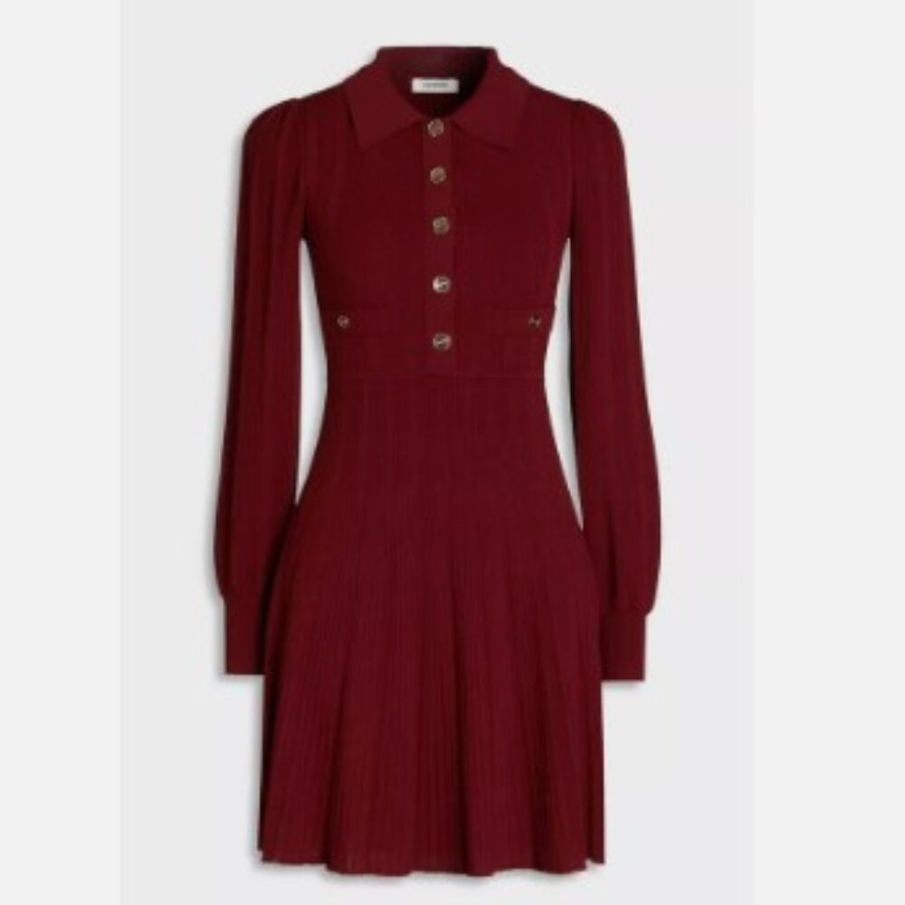 Sandro Burgundy Mini Dress - Picture 2 of 16